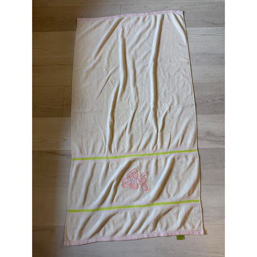 Vintage Embroidered Cecil Saydah Beach Towel Unisex OS Cream Good